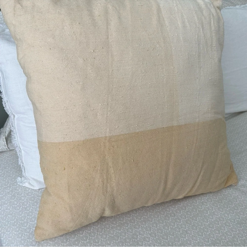 Yellow & White Contrast Linen Throw Pillow- 24 x 24 Threshold - Spring / Summer